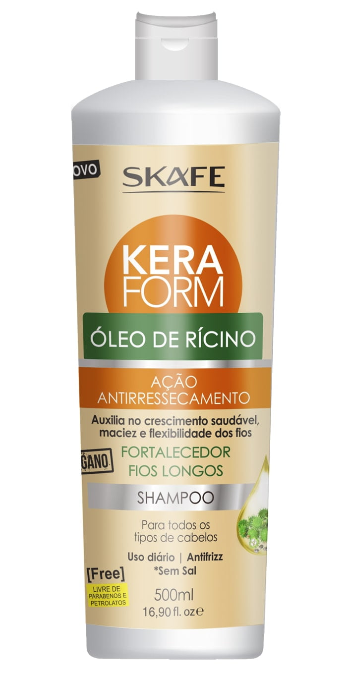 Shampoo Keraform Skafe Oleo de Ricino 500ml Antiressecamento