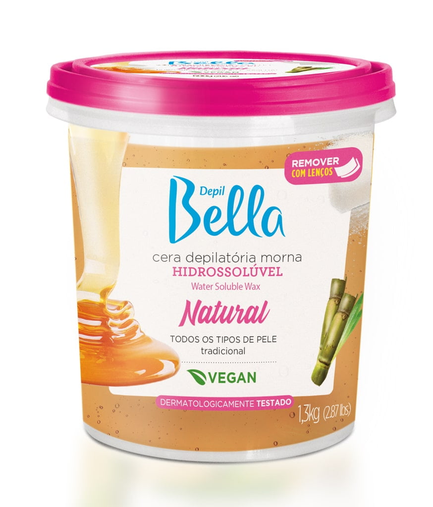 Cera Depil Bella Hidrossoluvel Natural Vegana 1,3kg