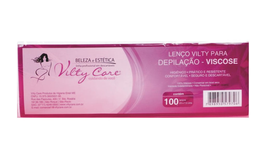 Papel para depilação Vilty Care c/100 Viscose Gramatura 60