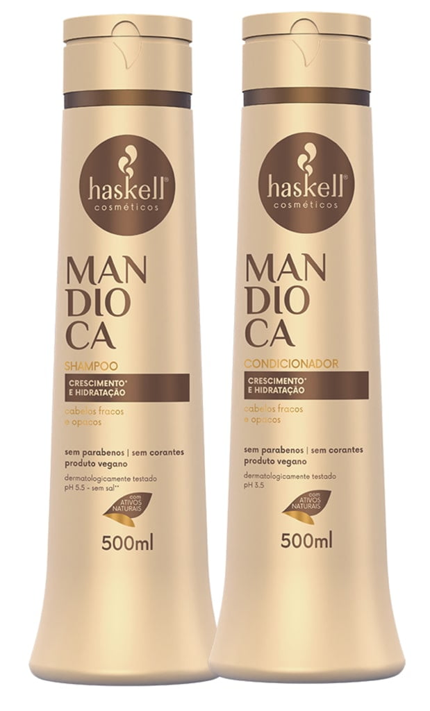 Haskell Mandioca Kit Shampoo + Condicionador 500ml Crescimento e Hidratacao