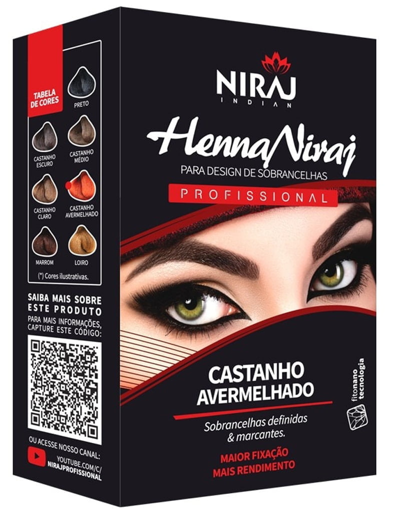 Henna para Sobrancelhas Niraj Castanho Avermelhado - BelaBelleza Cosméticos