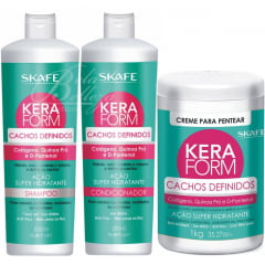 Keraform Skafe Cachos Definidos Kit Shampoo Condicionador Leave in
